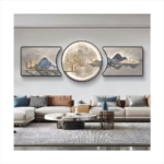 3-Piece HD Abstract Landscape Wall Art – Modern 2D Flat Paintings for Halloween Home Décor, Perfect for Living Room and Bedroom