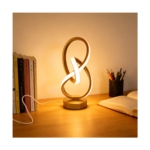 Modern Spiral USB Desk Lamp with 3 Color Temperatures – Artistic Black Metal Table Lamp for Bedroom, Living Room & Study