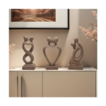 3PCS Abstract Couple Kissing Resin Sculpture Set – Romantic Sandstone Art Figurines for Living Room, TV Stand & Wedding Decor