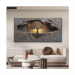 Large Tree of Life Wall Mural – 31.49x62.99in Canvas Art Print | Modern Art Deco, Frameless, Neutral 2D Wall Decor with Hanging Hooks for Living Room, Bedroom & Office - Image 2