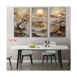 2D Flat Canvas Wall Art – Set of 3 Modern Decorative Posters | Bright Tree of Life & Lotus Prints | Frameless, Portrait, Art Deco & Modern Style for Living Room & Bedroom - Image 2