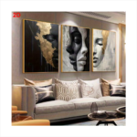 3PCS Abstract Face Canvas Wall Art – 2D Wrapped Paintings, Bohemian Style | Framed Canvas for Bedroom, Living Room & Home Office, Perfect Gift for Festivals & Special Occasions - Image 2