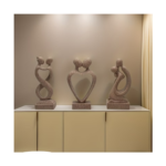 3PCS Abstract Couple Kissing Resin Sculpture Set – Romantic Sandstone Art Figurines for Living Room, TV Stand & Wedding Decor - Image 2
