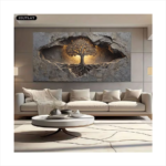 Large Tree of Life Wall Mural – 31.49x62.99in Canvas Art Print | Modern Art Deco, Frameless, Neutral 2D Wall Decor with Hanging Hooks for Living Room, Bedroom & Office - Image 3