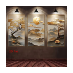 2D Flat Canvas Wall Art – Set of 3 Modern Decorative Posters | Bright Tree of Life & Lotus Prints | Frameless, Portrait, Art Deco & Modern Style for Living Room & Bedroom - Image 3