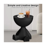 Bear-Shaped Side Table with Hidden Storage – Modern Waterproof Plastic Coffee Table for Living Room, Bedroom & Bedside Use – Black - Image 4